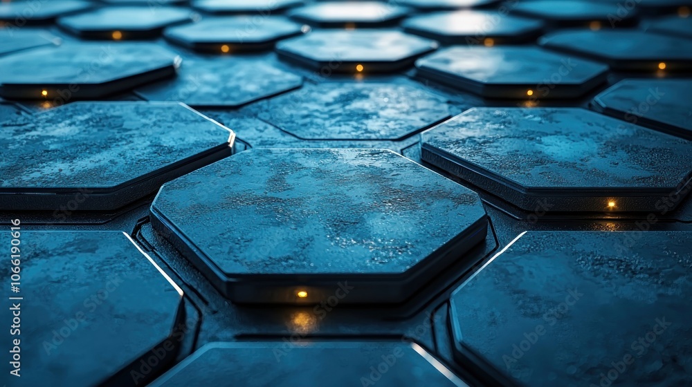 Aufkleber abstract hexagonal pattern with glowing lights