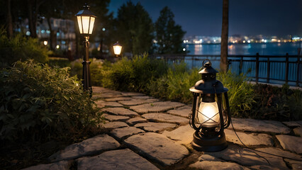 a lantern scene outside the city generative ai