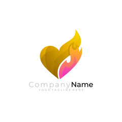 Obraz premium a combination of the love logo and burning fire, 3d style