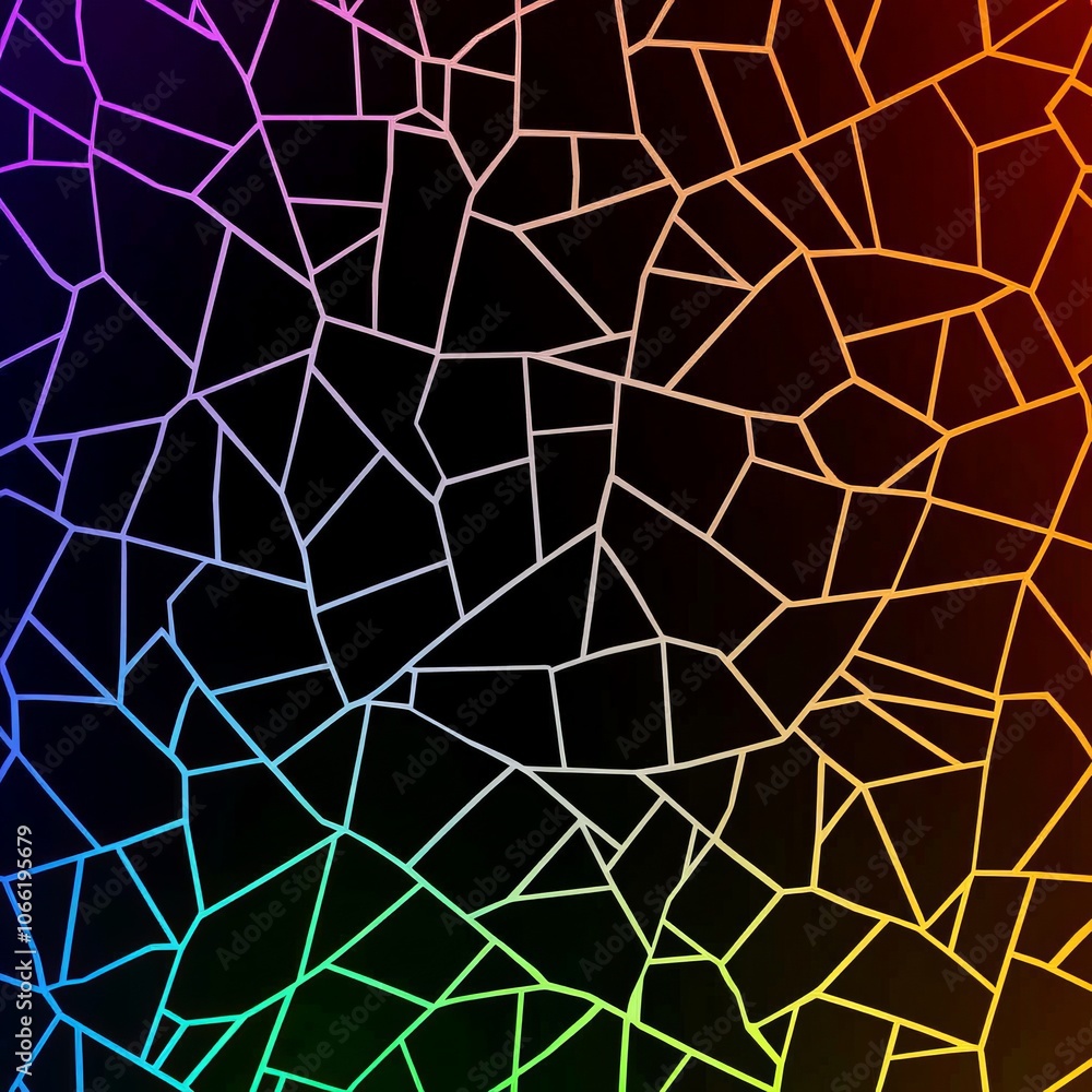Poster abstract colorful geometric pattern with a gradient on a black background.