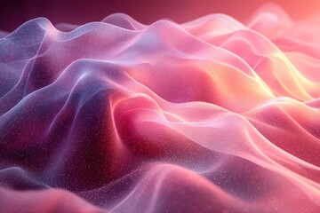 Obraz premium Abstract Pink and Purple Wave with Glowing Lines and Dots