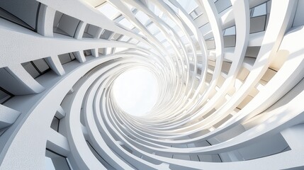Fototapeta premium A Spiraling Modernist Architectural Design with Windows