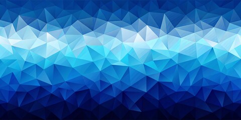 Fototapeta premium A gradient of blue hues with a geometric pattern, composed of small, interconnected triangles, fading from a light blue at the top to a deep blue at the bottom.