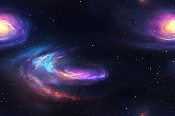 Obraz premium Cosmic swirls of color and light dance across the vast expanse of space.