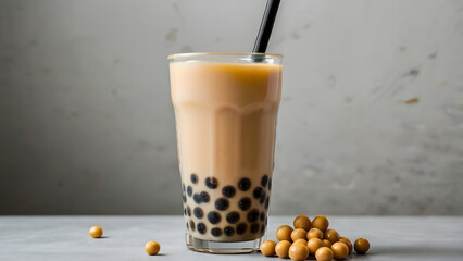 Bubble tea drink with white background generative ai