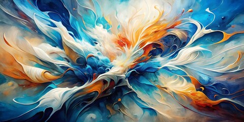 Obraz premium A Symphony of Colors An Abstract Masterpiece with Dynamic Swirls and Whimsical Strokes