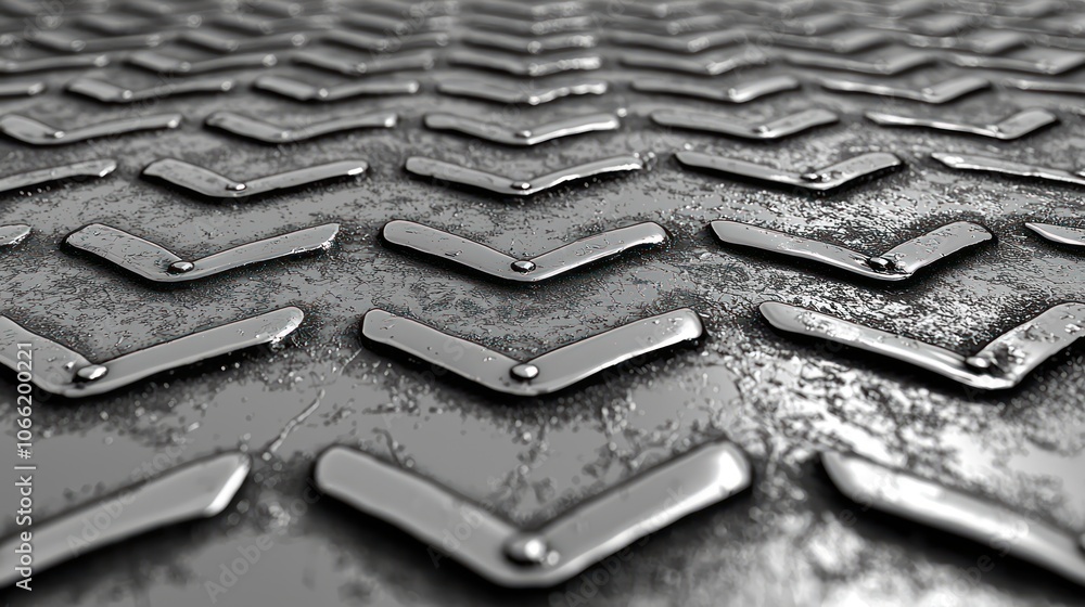 Poster Close-Up of a Metallic Surface with Chevron Pattern