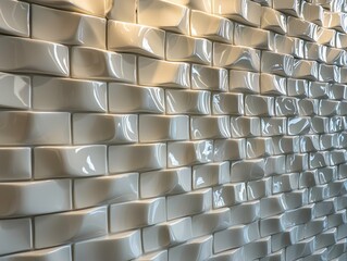 Obraz premium White Glossy 3D Wall Tiles with Curved Surface