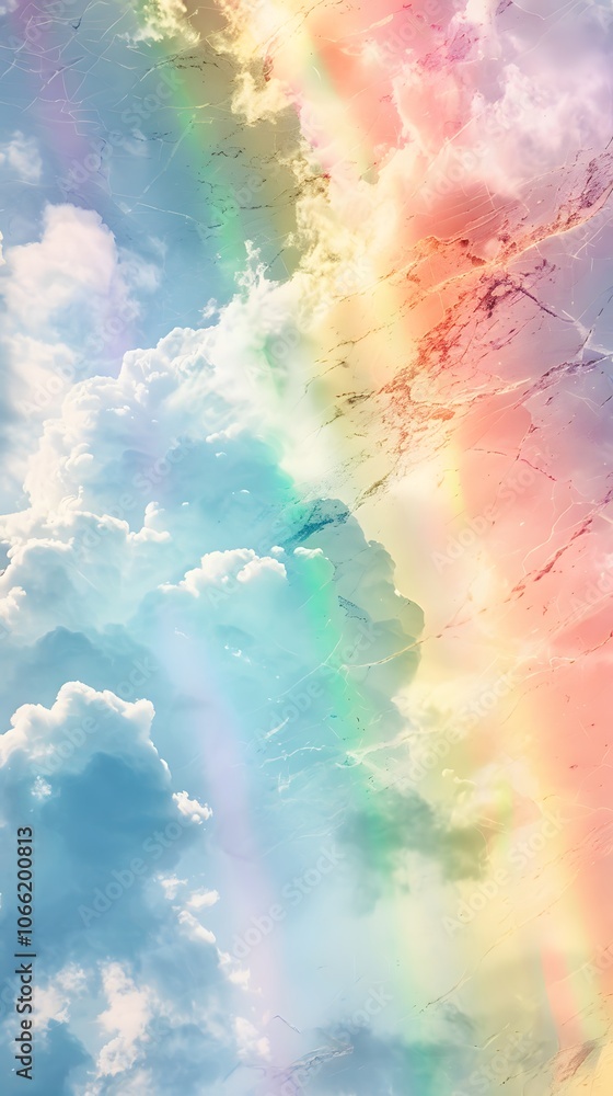 Aufkleber a colorful sky with clouds and a rainbow gradient, creating a serene and dreamy atmosphere.