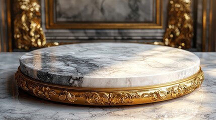 Obraz premium Ornate Gold-Framed Marble Pedestal