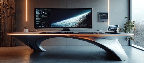Futuristic Home Office Workspace