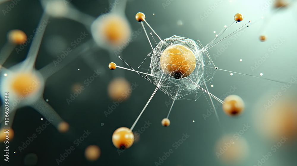 Aufkleber digital abstract background featuring molecular structures and connections, showcasing intricate det