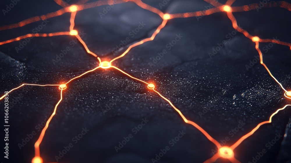Poster futuristic network with glowing nodes and distribution paths