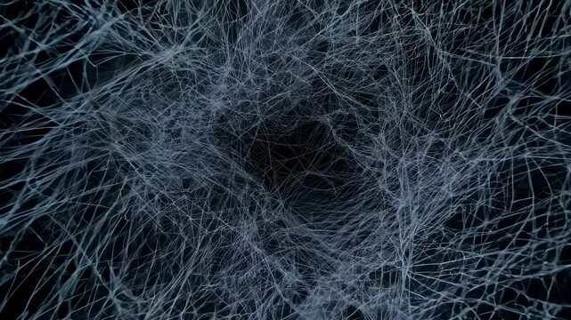 Seamless Looping Motion Graphic of Blue Spider Webs on Black Background