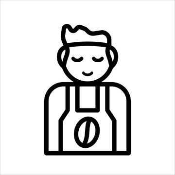 Smile man barista icon in outline style