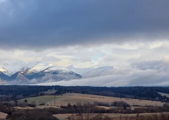 snow covered mountains