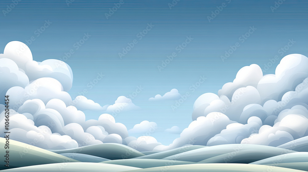 Poster vast blue sky with light clouds creating serene atmosphere, ideal for overlays and backgrounds. gent