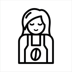 Smile girl barista icon in outline style