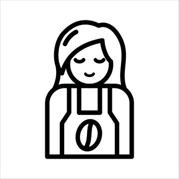 Smile girl barista icon in outline style
