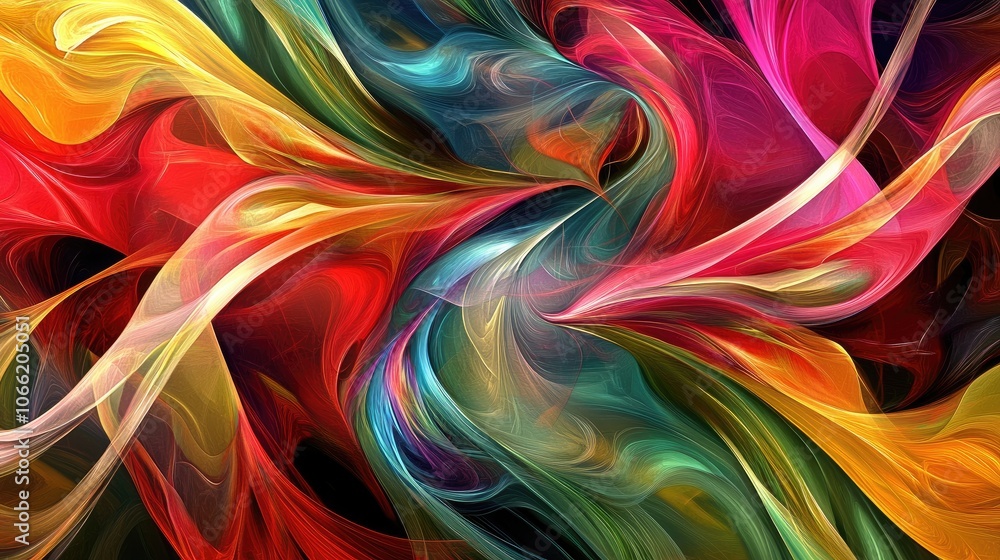 Poster colorful abstract swirls in flowing patterns