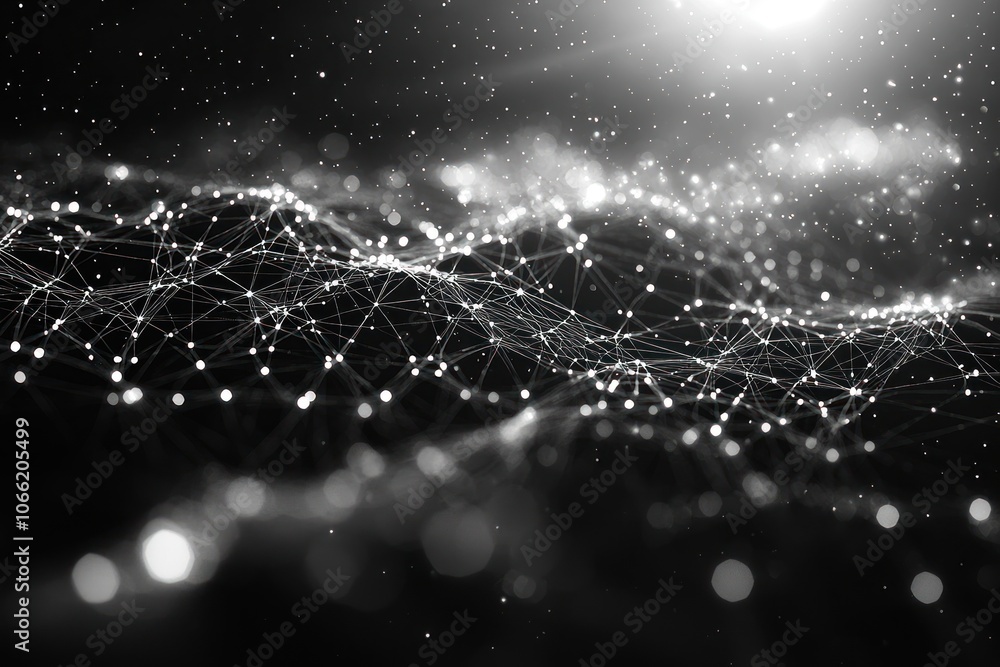 Aufkleber Abstract Network with Glowing Nodes and Lines