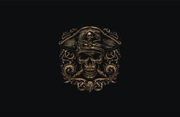 Fototapeta premium Pirates logo design vector vintage