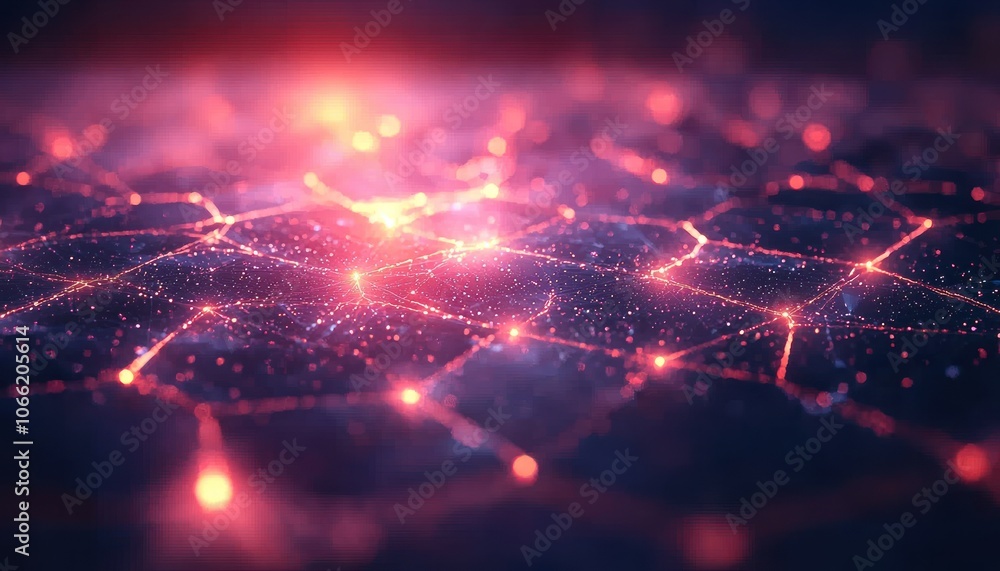 Poster Abstract digital network with glowing nodes and lines