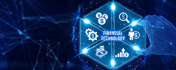 Fintech -financial technology concept. Business, Technology, Internet and network concept. 3d illustration