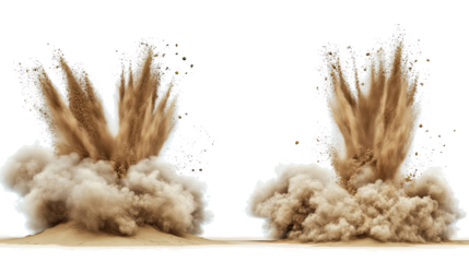 Sand Explosions With Dirt Clouds on a Transparent Background Generative AI