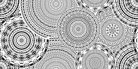 Seamless pattern of geometric circles, ethnic background isolated on white background, vector design