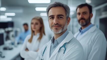 group of engineers developing cutting-edge medical software in a startup environment, set on a clean background, symbolizing progress and ambition