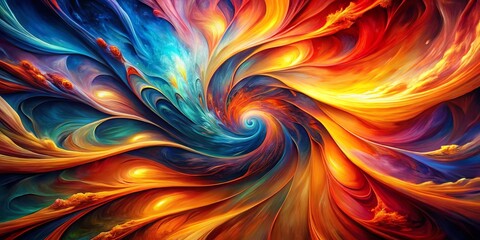 Obraz premium Abstract Swirling Symphony of Hues and Shapes, Embracing a Central Vortex of Motion and Energy