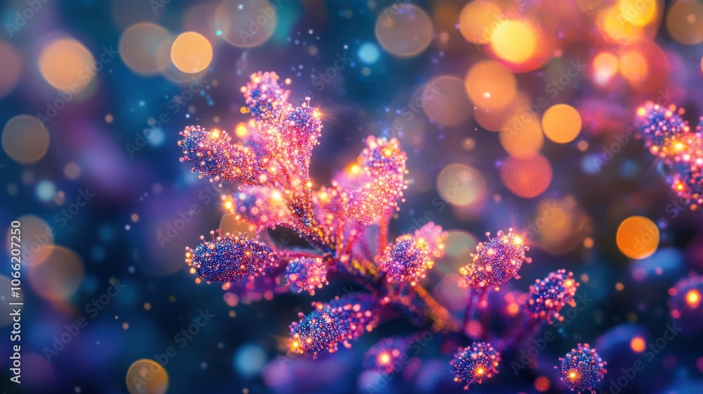 Poster a glittering floral branch with a blurry bokeh background