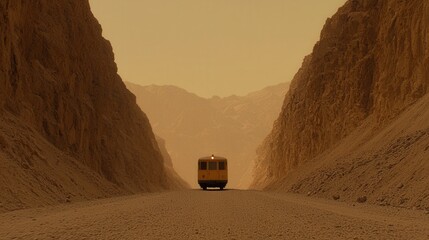 Cargo Train in Desert Canyon   Dramatic Landscape Photography