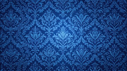 Elegant Victorian damask pattern in royal blue, vintage, intricate, ornate, floral, regal, luxury, textile, background