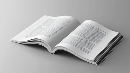 Fototapeta premium An Open Book with Text and Black Edges on a Gray Surface