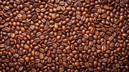 Fototapeta premium Coffee beans arranged on a plain background from a top view, coffee, beans, background, top, view, roasted, aroma, caffeine, fresh