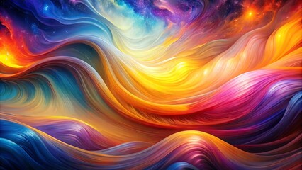 Obraz premium A Cosmic Tapestry of Fluid Hues and Glowing Stars, Interweaving Through the Infinite Depths