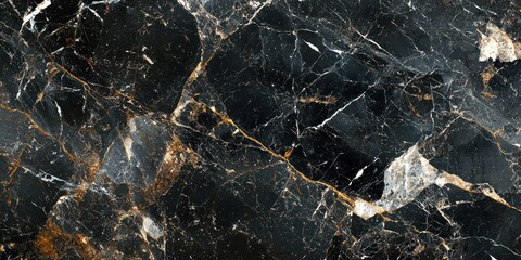Black Marble with Golden and White Veins