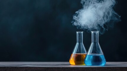 Colorful Liquids in Test Tubes with Steam Effect