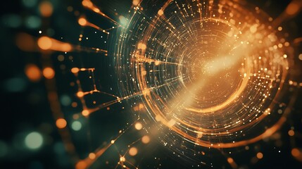 Obraz premium Abstract Golden Lights and Lines Creating a Swirling Vortex