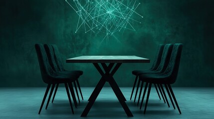 Digital Meeting Space with AI Projection and Muted Tones