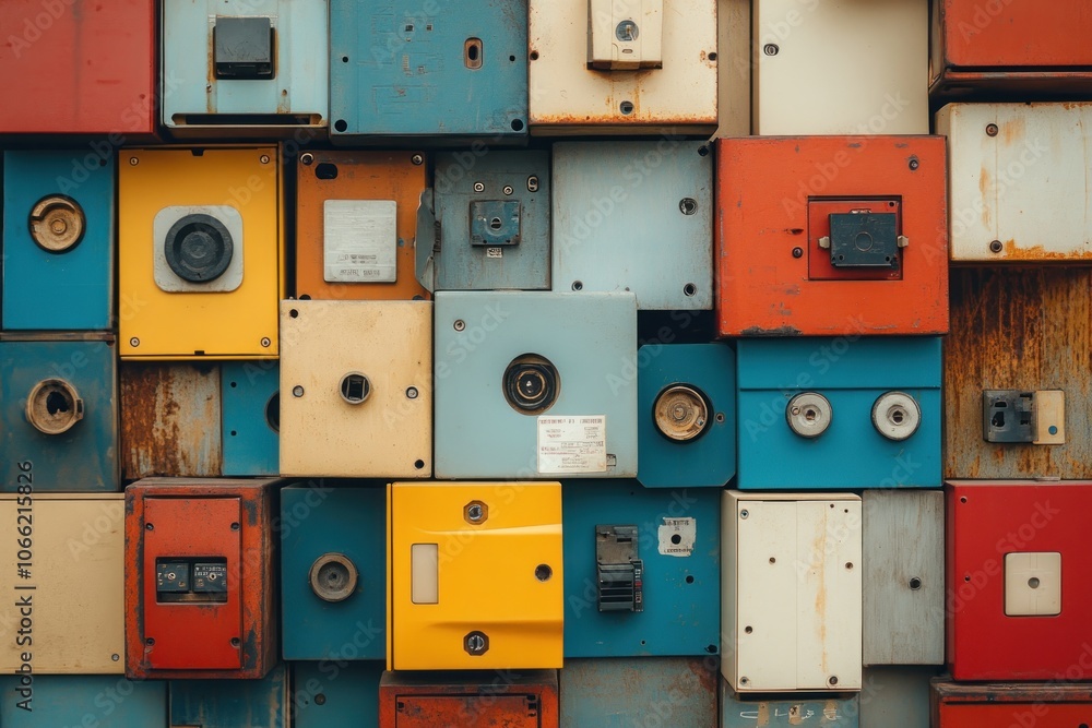 Poster colorful abstract pattern of many small boxes
