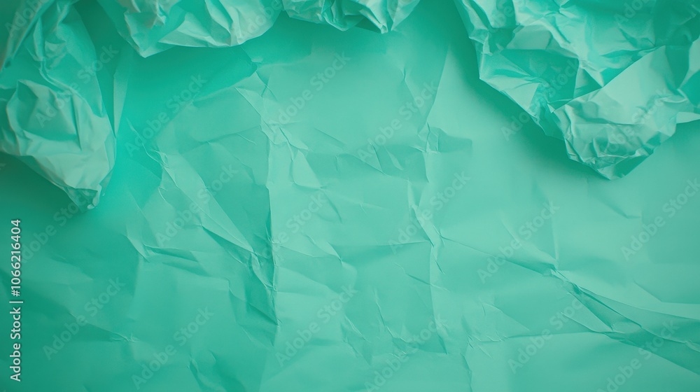Poster crumpled mint green paper texture background abstract design element