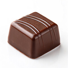 Chocolate thins with white cream filling isolated on white,Pile of chocolate square candies with cocoa filling isolated on a white background