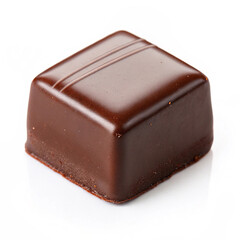 Chocolate thins with white cream filling isolated on white,Pile of chocolate square candies with cocoa filling isolated on a white background