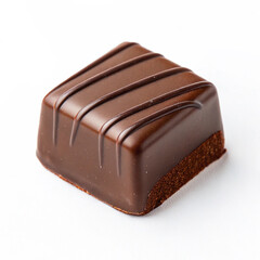 Chocolate thins with white cream filling isolated on white,Pile of chocolate square candies with cocoa filling isolated on a white background