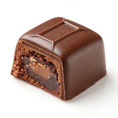 Chocolate thins with white cream filling isolated on white,Pile of chocolate square candies with cocoa filling isolated on a white background