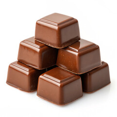 Chocolate thins with white cream filling isolated on white,Pile of chocolate square candies with...