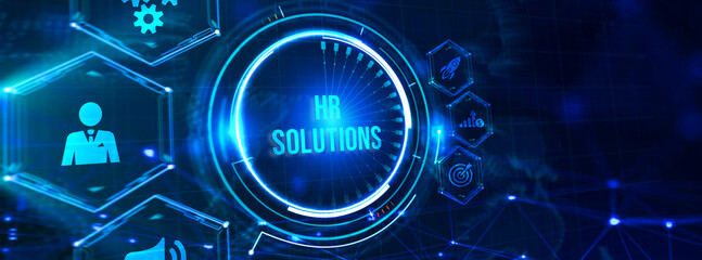 Obraz premium Business, Technology, Internet and network concept. HR Solutions. 3d illustration